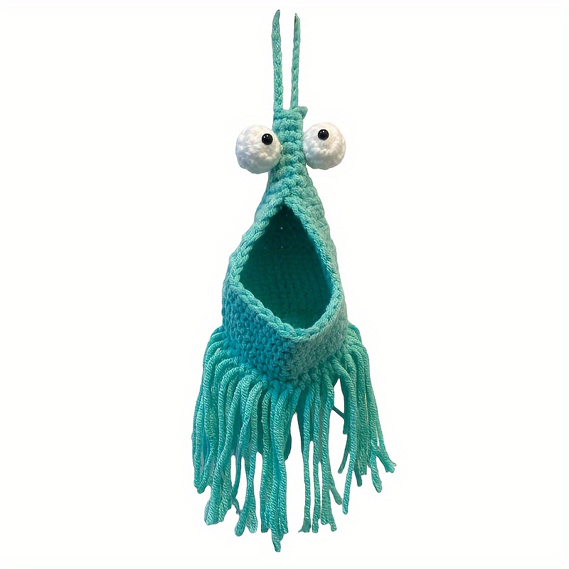 Image of 1pc Handcraft Crochet Lobster Plant Pot Holder - Wall Hanging Organizer With Amigurumi Design, Home Decor, Living Room Ornament