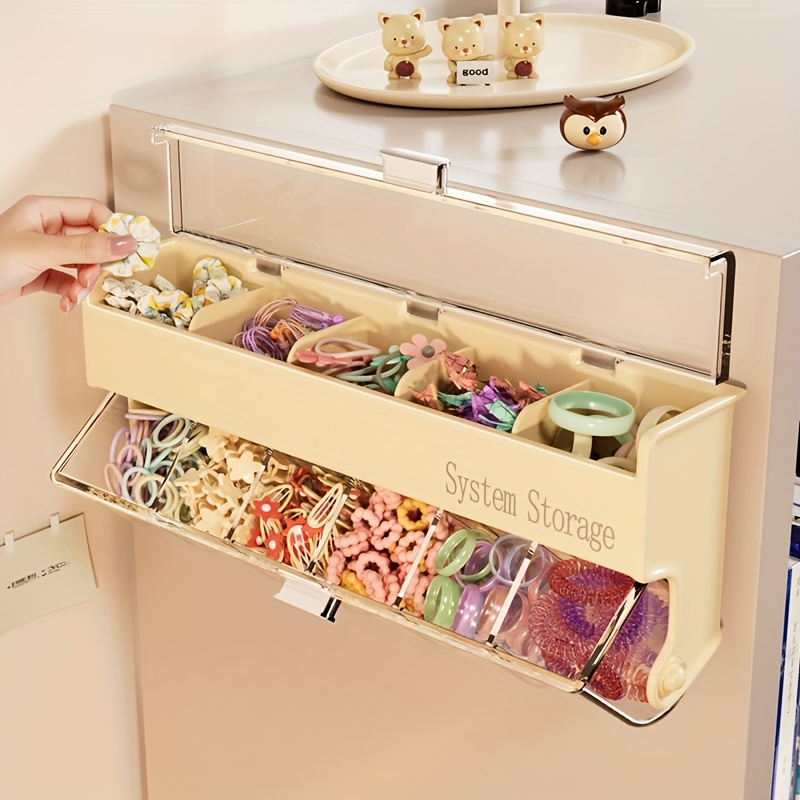 wall mounted jewelry hair accessories organizer box multi layer dustproof waterproof storage with clear compartments golden   design for earrings hairpins clips space saving plastic storage box jewelry organizer box sturdy construction   durable construction home organizers hanging jewelry organizers Product details 3