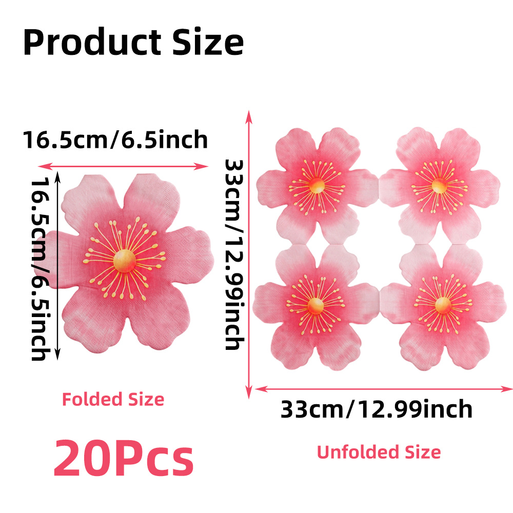 TEMU Lot de 20 serviettes de table jetables de fleur, serviettes en papier florales pour décoration de table de mariage et d'anniversaire