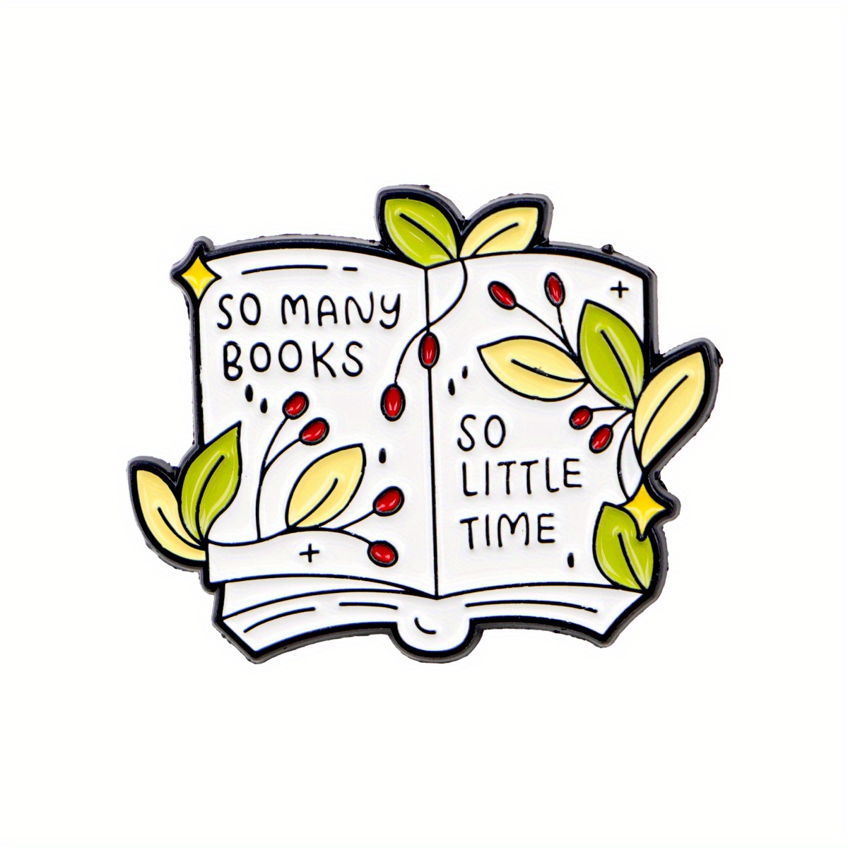 TEMU 1 pin de esmalte con la ' libros y tan poco ' para mochilas, maletas y como regalo para amantes de los libros