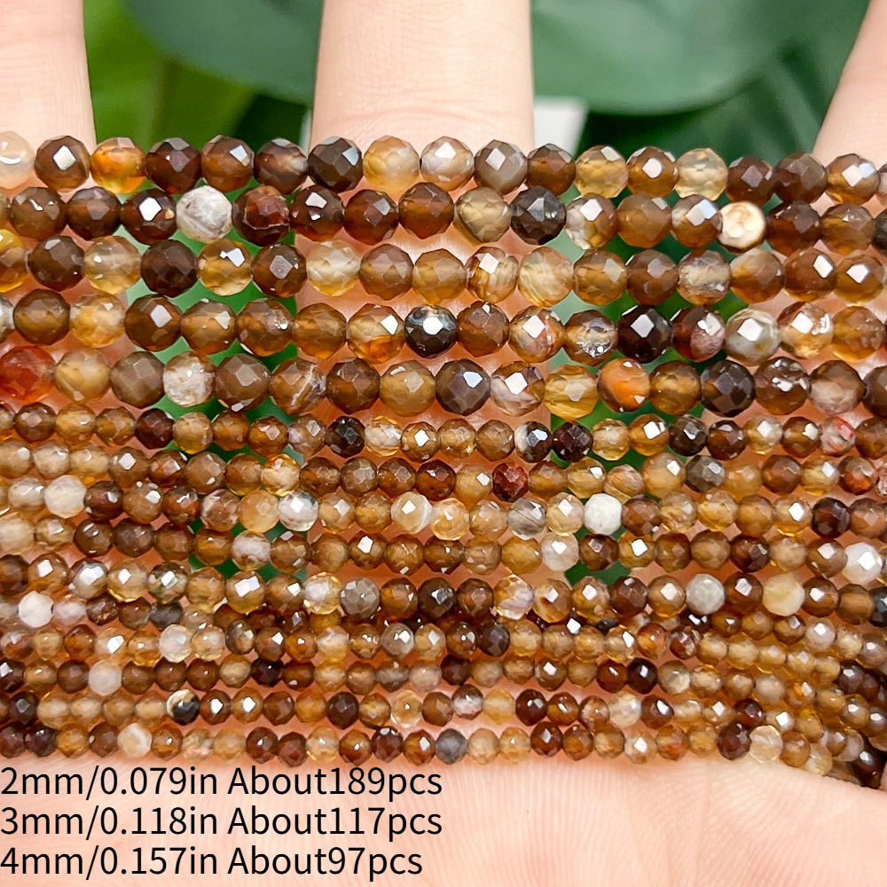 Brown Faceted Agate Beads for DIY Jewellery Making