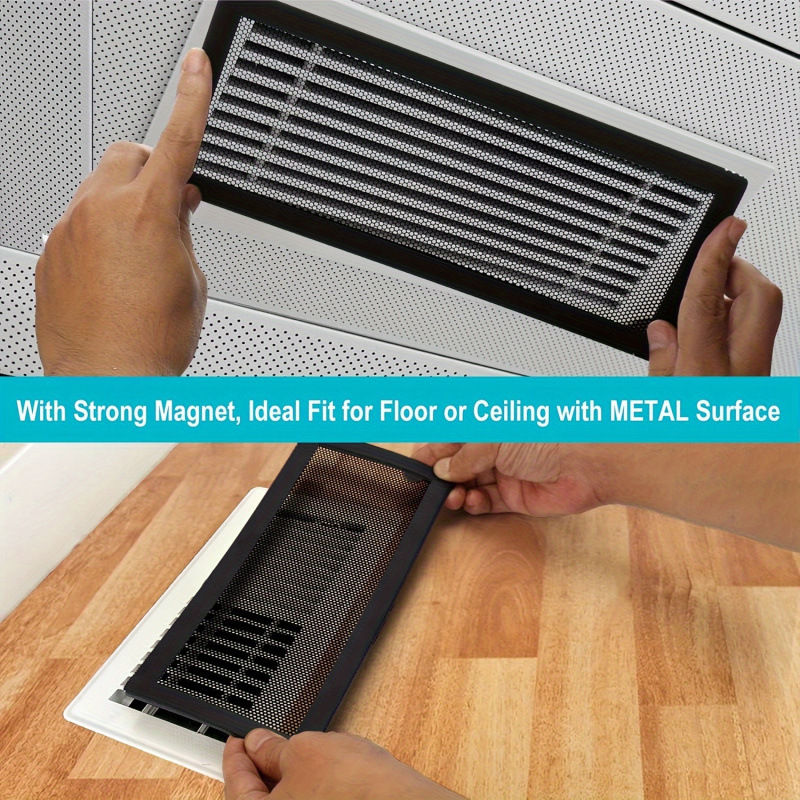 Five Piece Set of Black Magnetic Ventilation Cover Plate - Universal Floor/Wall/Ceiling Ventilation Filter Screen - Dustproof Air Conditioning Grille Protective Cover, (Compatible with Standard Ventilation Size)