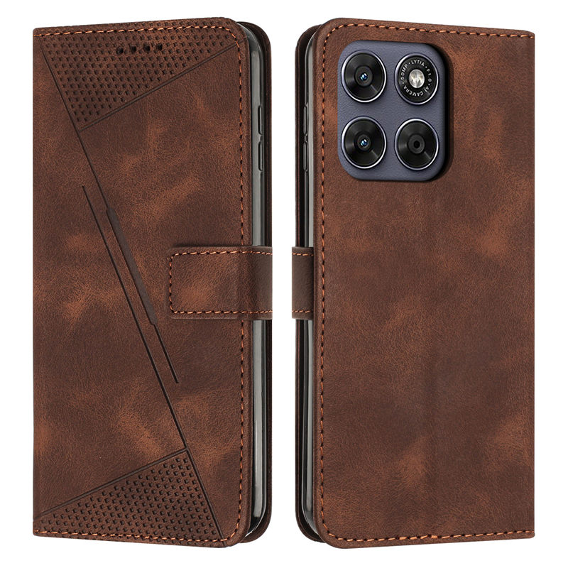 TEMU Phone Case - Faux Leather Line Pattern With 4-slot Wallet Phone Case For Motorola, Suitable For Moto G67 G77, Business Striped Faux Leather