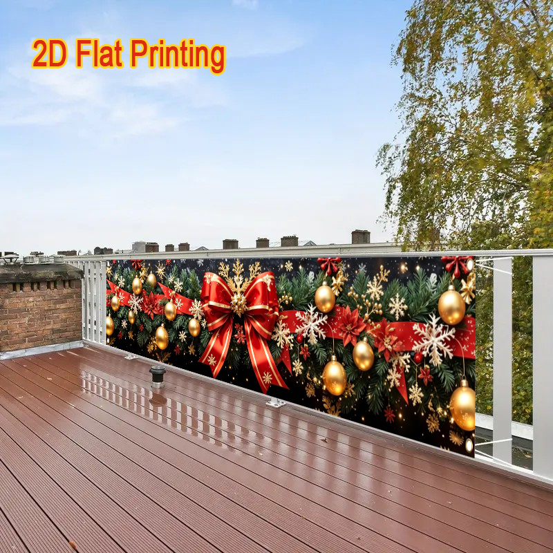 TEMU 2D Plat - 2D Plat 1pc, Bannière de décoration de clôture sur le thème de Noël, Convient pour les bannières de décoration de fête de Noël, les
