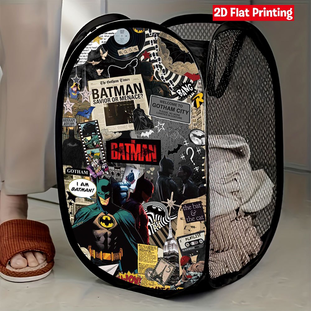 TEMU 1pc Warner Batman Foldable Laundry Basket - Laundry Basket, Suitable For Bedrooms, Bathrooms, Dormitories, Large Families, Christmas And New