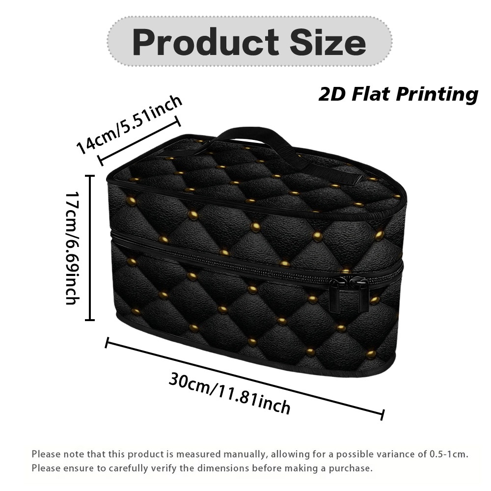TEMU (2d Flat)1pc Black Quilted S With Golden Accents Lroning Bag, Foldable And Easy To Store, Large Capacity Protection Bag, Portable Protective