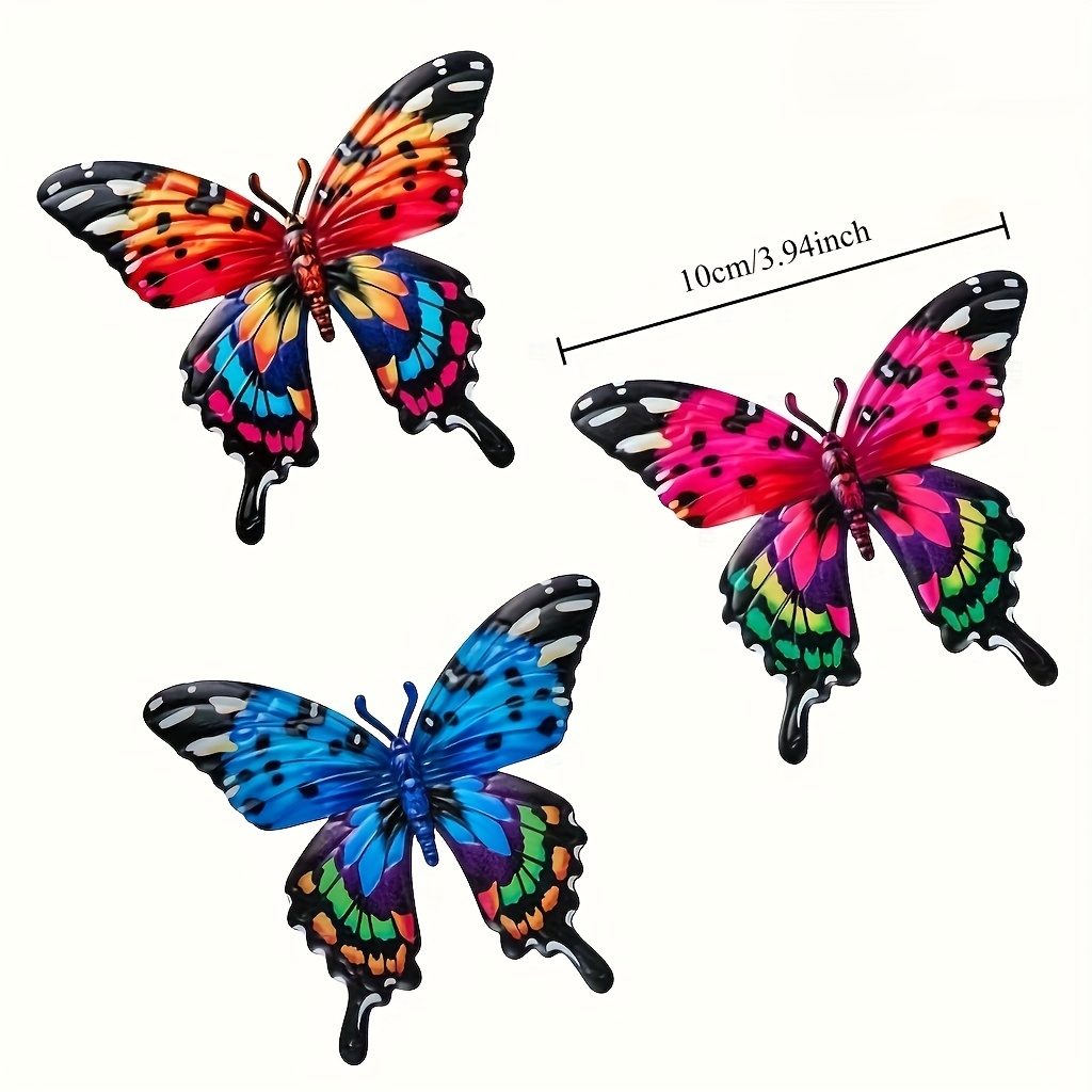 E-shop 2D Flach, [2D Flach] 3-tlg. Böhmische Schmetterling-Wandkunst-Deko – 3-tlg. Mehrfarbig 2D Flach, geeignet für Terrasse, Garten, Wohnzimmer &