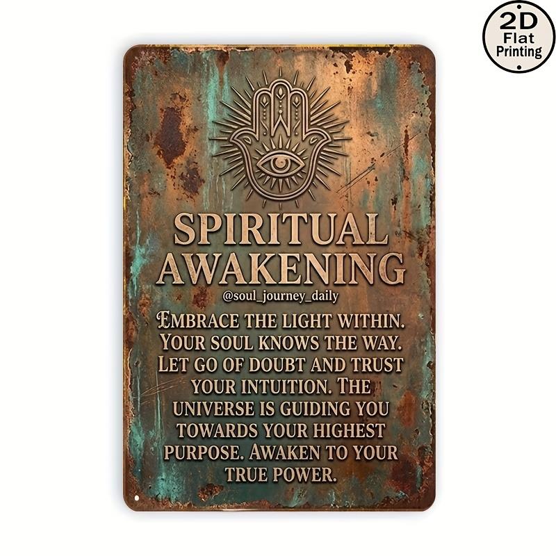 TEMU 2d Flat, 1pc Vintage Metal Wall Plaque - Spiritual & Wall Art Sign, 8x12 Square Decor Suitable For Home , Inspirational Gift For Zen Room
