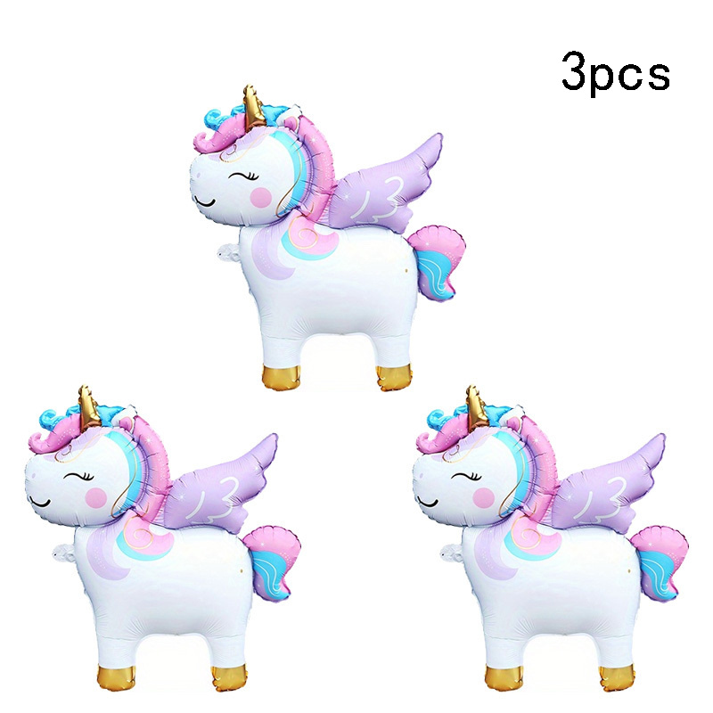 Image of 3pcs Standing Unicorn-shaped Balloon Set, Birthday Party Celebration Decorations, Holiday Gathering Party Atmosphere Decor For Christmas, Halloween