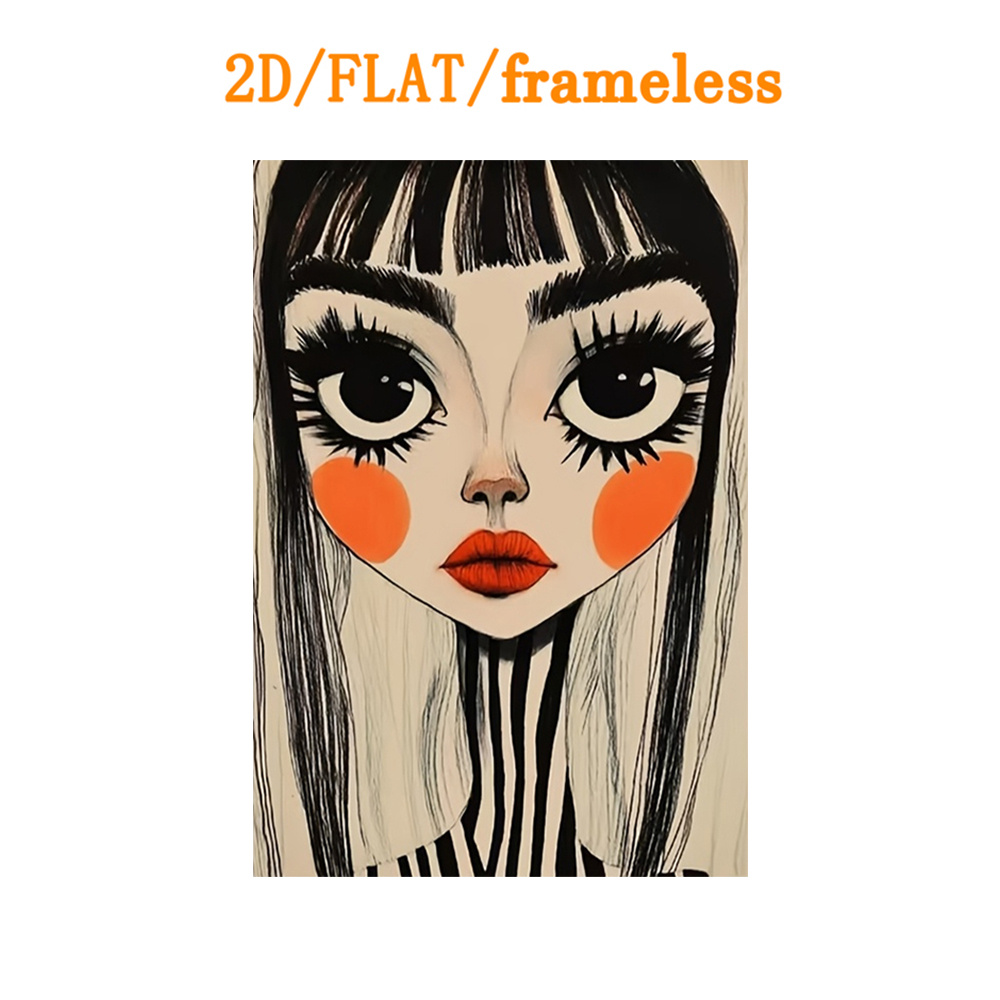 TEMU 2d Flat, 2d Flat, [2d Flat] 1pc Frameless Canvas Poster, Black And Beige Abstract Female Portrait, Suitable For Bedroom, Living Room, Bathroom,