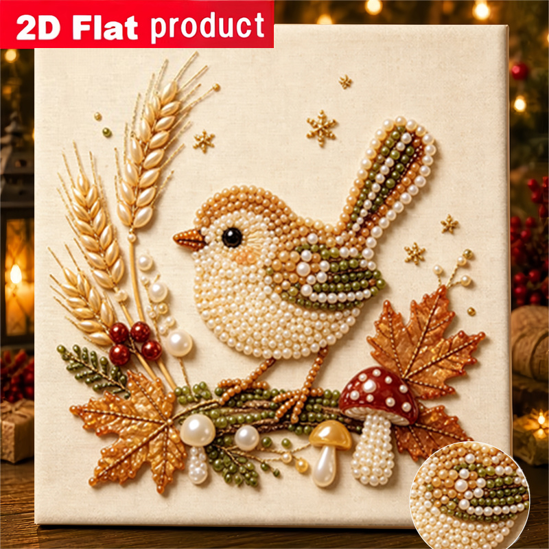 TEMU Nuovo Kit Pittura Diamante con Perle e Stampa Piatta 2D con Motivo e di Uccelli a Tema Autunnale. Questo Kit Fai da Te con Strass a Attrezzi e