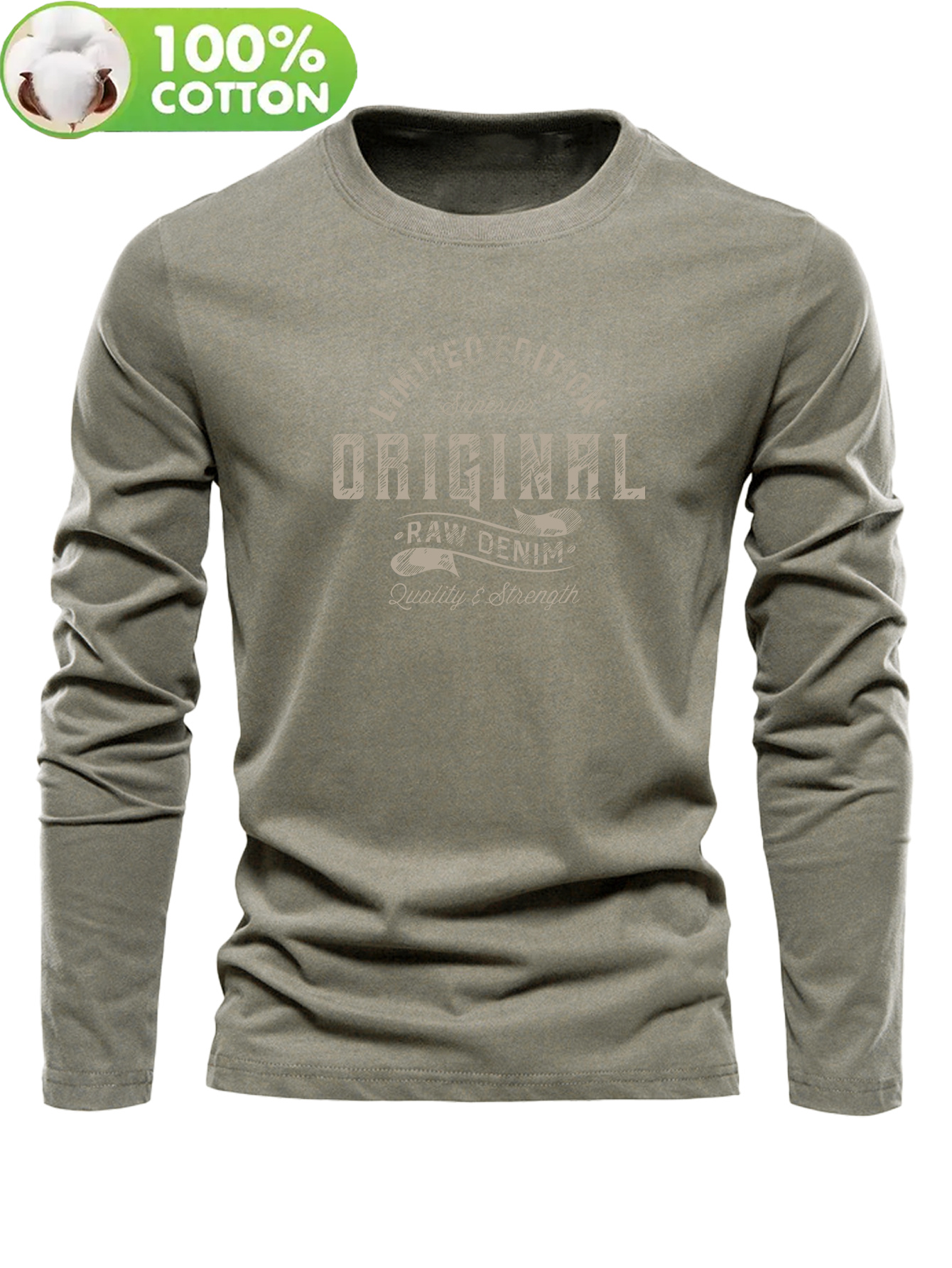 Men's 100% Cotton T-Shirt, Fashion Casual Crew Neck Top with Print Design, Spring/Autumn Style, Comfortable and Versatile Men's Top for Outdoor Leisure, Sports, and Commuting