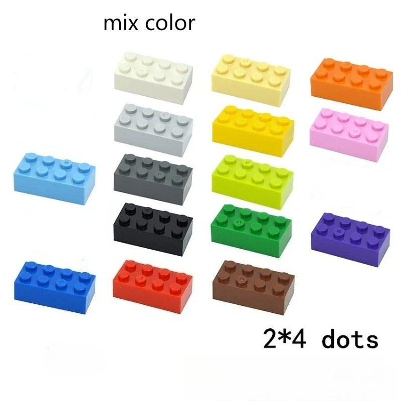 Set Of 35pcs Of 2x4 Dot Plastic Construction Blocks, Sturdy Bricks That Work With The 3001 Educational Creative Toy