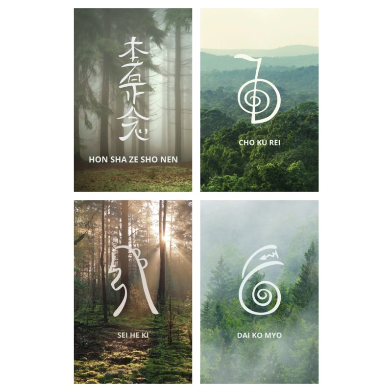 TEMU 4pcs/1pc 1set Reiki Symbols Spiritual Power Symbol Art Posters Canvas Painting Wall Prints Room Home Decor, Thanksgiving Gift, , Poster Unframes