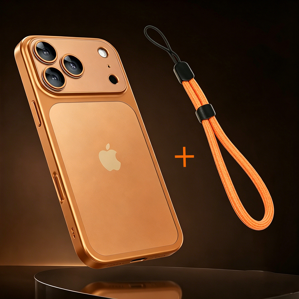TEMU Phone Case - Luxury (1 Lanyard And 1 Case) Translucent Matte Soft Border Case Compatible With For Iphone 17 16 15 14 13 Pro Shockproof Armor