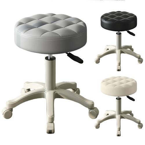 item picture rolling stool with wheels faux leather soft cushion height adjustable 360 degree swivel armless backless drafting work spa salon bar office stool