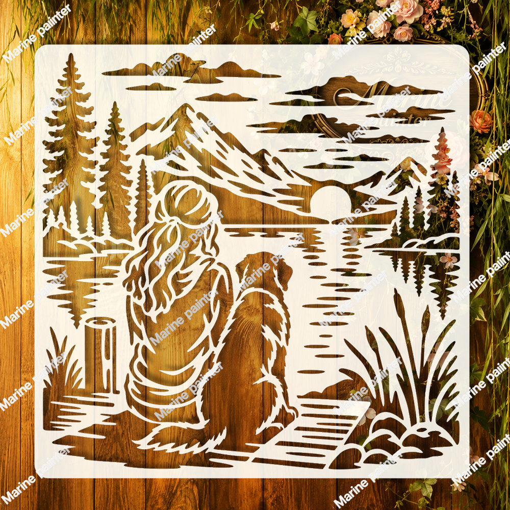 Girl and Dog Painting Template