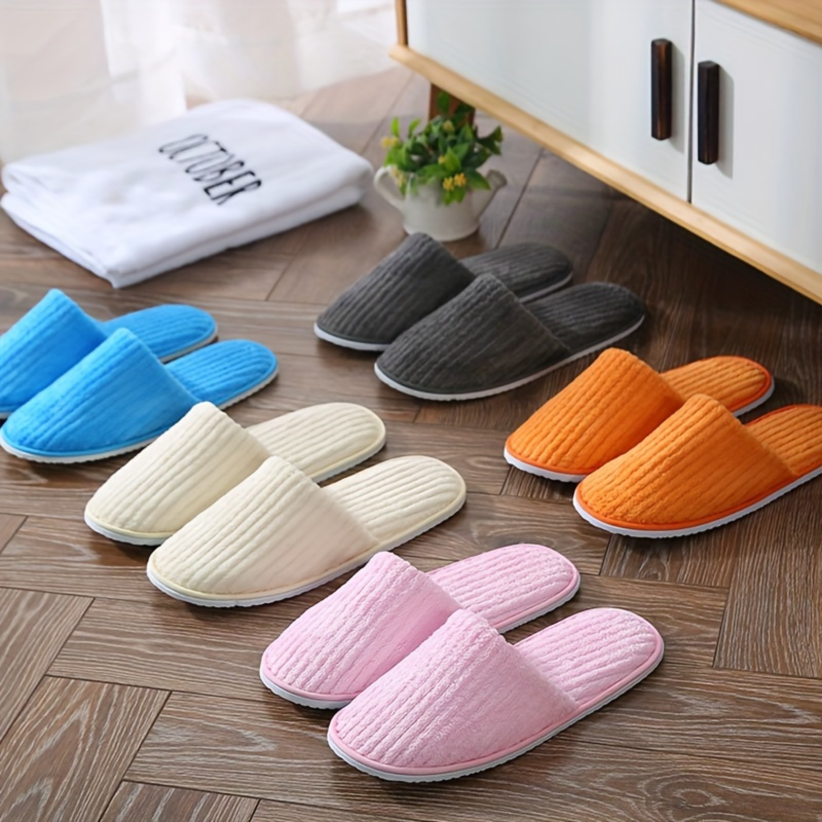 5 pairs of disposable slippers household slippers spa slippers hotel slippers travel slippers wedding slippers salon slippers coral slippers thermal slippers unisex slippers for men and women women shoes