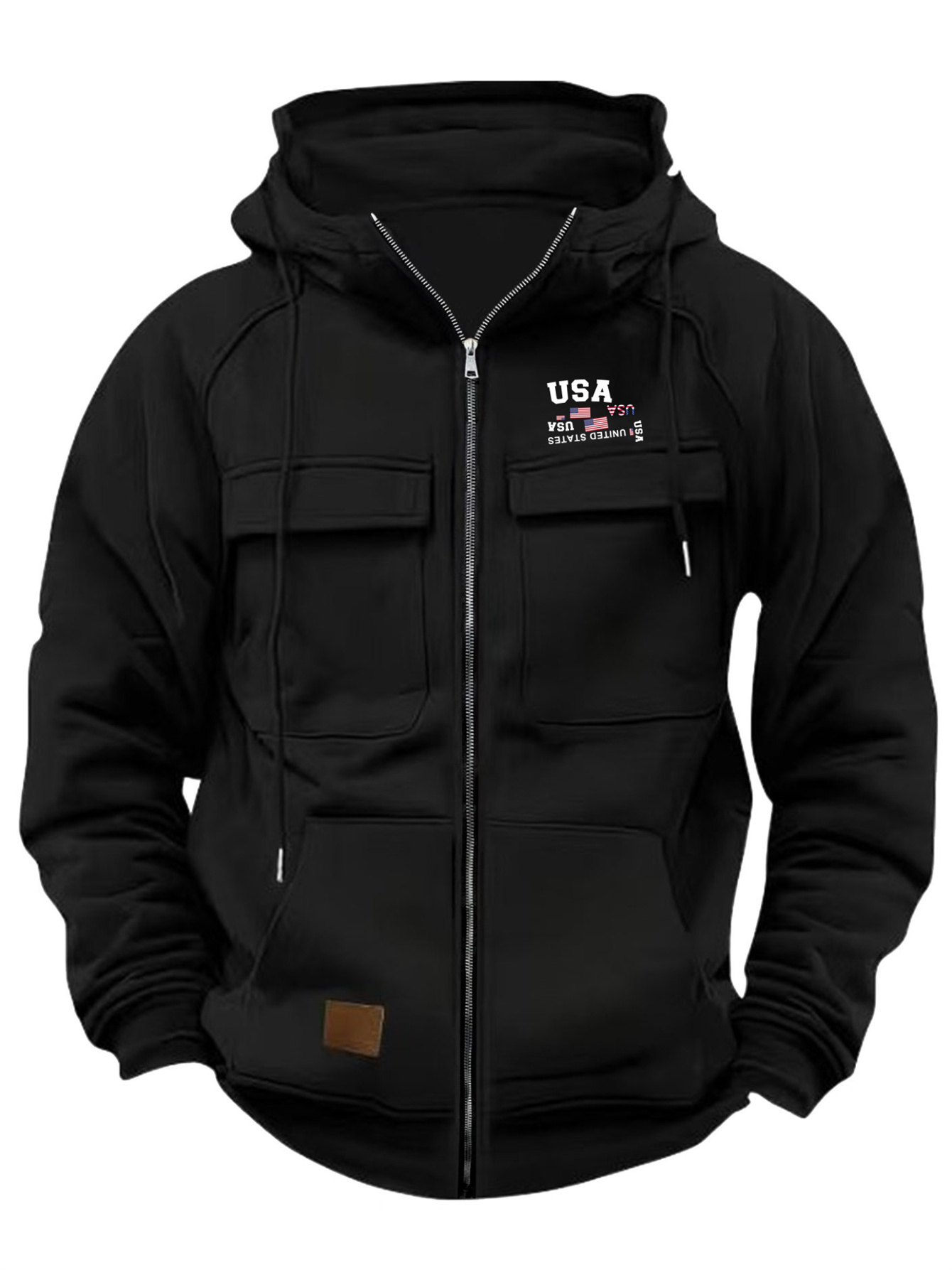 2025 autumn mens fashion hooded sweatshirt jacket pocket jacket mens autumn and winter clothing american flag sua letter print pattern mens clothing tops long sleeve zipper mens clothing daily