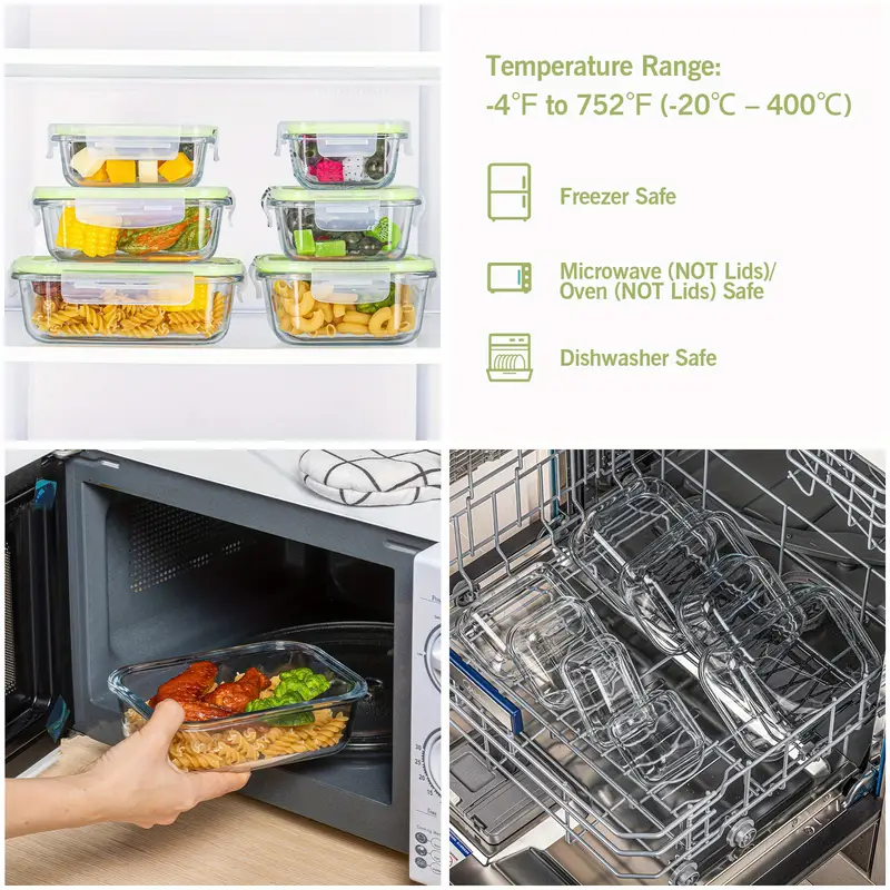 8 dish transport bus tubs glass food storage containers with airtight lids meal prep containers grass green Product details 1