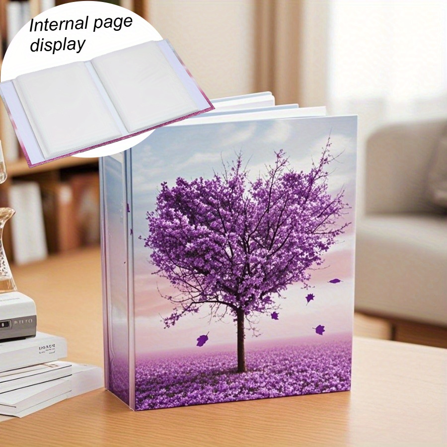 Image of Vintage 7-inch Photo Album With 100 Pockets - Durable Plastic , & Gray Design For Home Décor, Memory Keeping - Perfect Gift For Family, Wedding & Wall Display