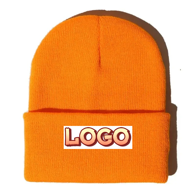 TEMU Custom Logo Pattern Winter Knitted Hat - Unisex Winter Knitted Hat For Men And Women, Custom Logo Autumn/winter Solid Color Simple And Versatile