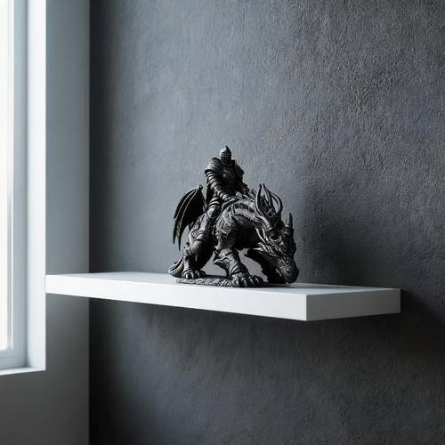 black figurine medieval knight on armored dragon statue gothic fantasy sculpture with knight dragon statues suitable for home decor castle themed room gift for medieval fans dragon collectors dark aesthetic enthusiasts