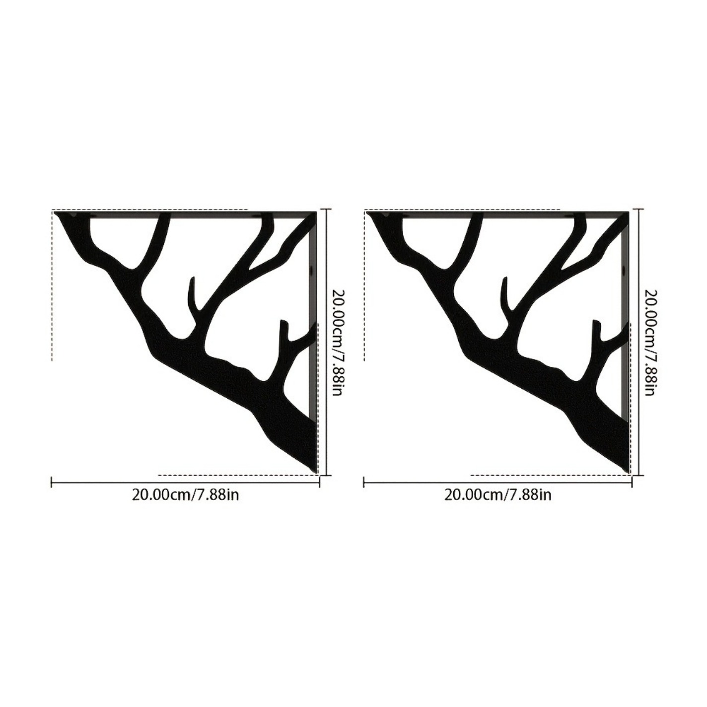 TEMU 2pcs Supports d'étagère rétro en métal avec branche, supports muraux robustes de L, de branche, étagère décorative encombrante, parfaite pour ,