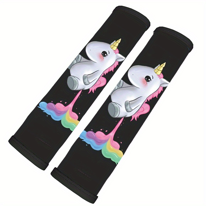 Image of 1/2pcs Cute Unicorn Seat Belt Protectors, Funny Style, Fit, Soft, Fashionable Auto Interior Accessories, Multifunctional Strap Protectors, Best Halloween And Christmas Gift Item For .6.9q-20