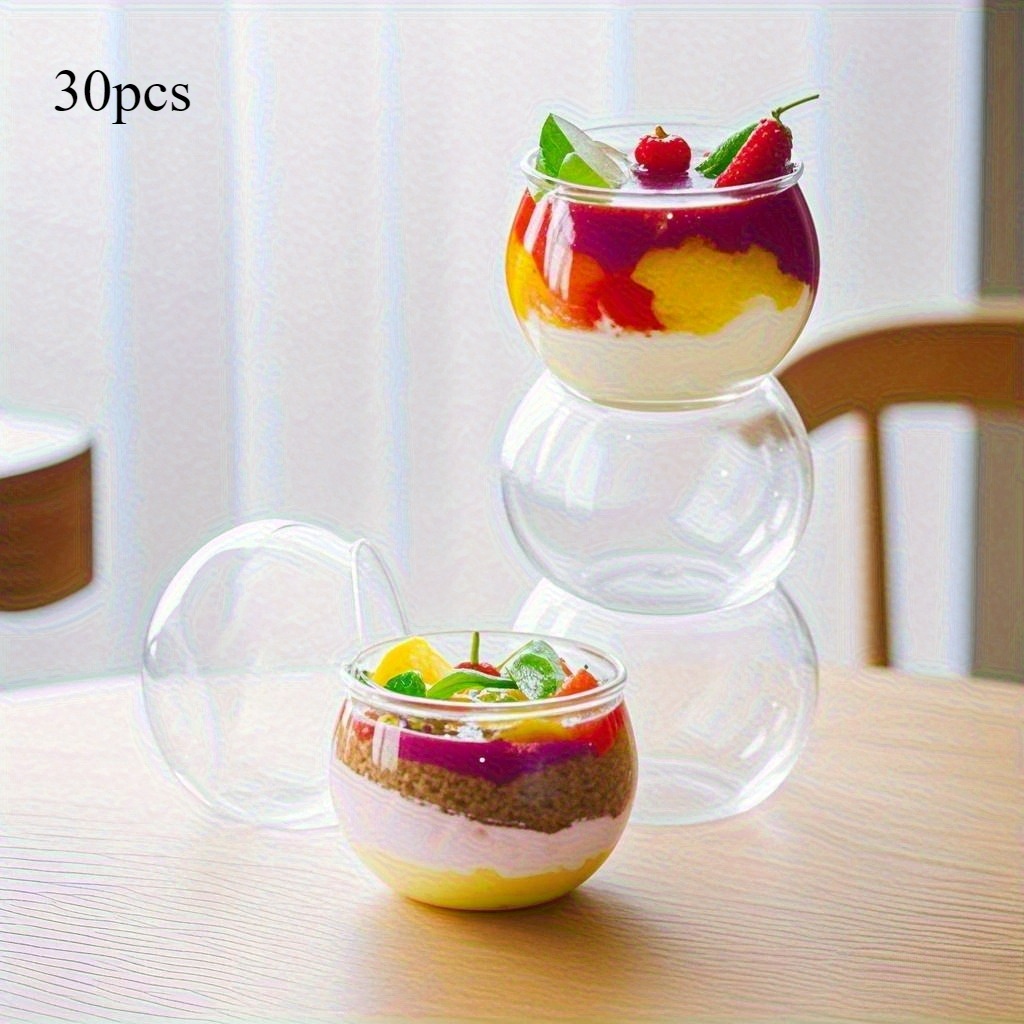 30/60pcs Mini Clear Dessert Mousse Cake Containers - Dessert Cups, Hand Wash Only, Suitable For Weddings, Christmas, Halloween, Easter, And Graduation Parties