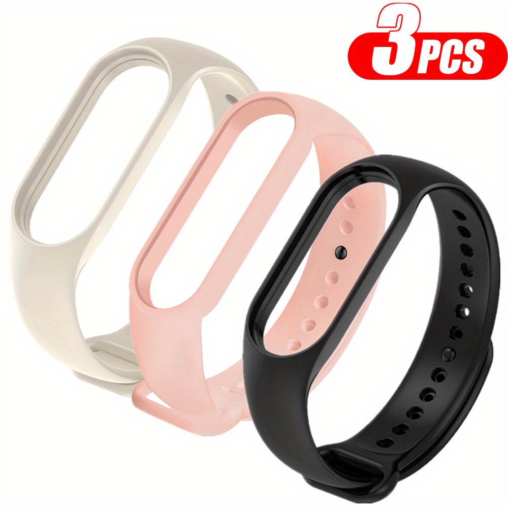 TEMU Neutral [3pcs Set] Replacement Bands For Xiaomi Mi Band 3/4/5/6/7/8/9 - , Beige/pink/black, Compatible With Mi Band 3/4/5/6/7/8/9 Smartwatch,