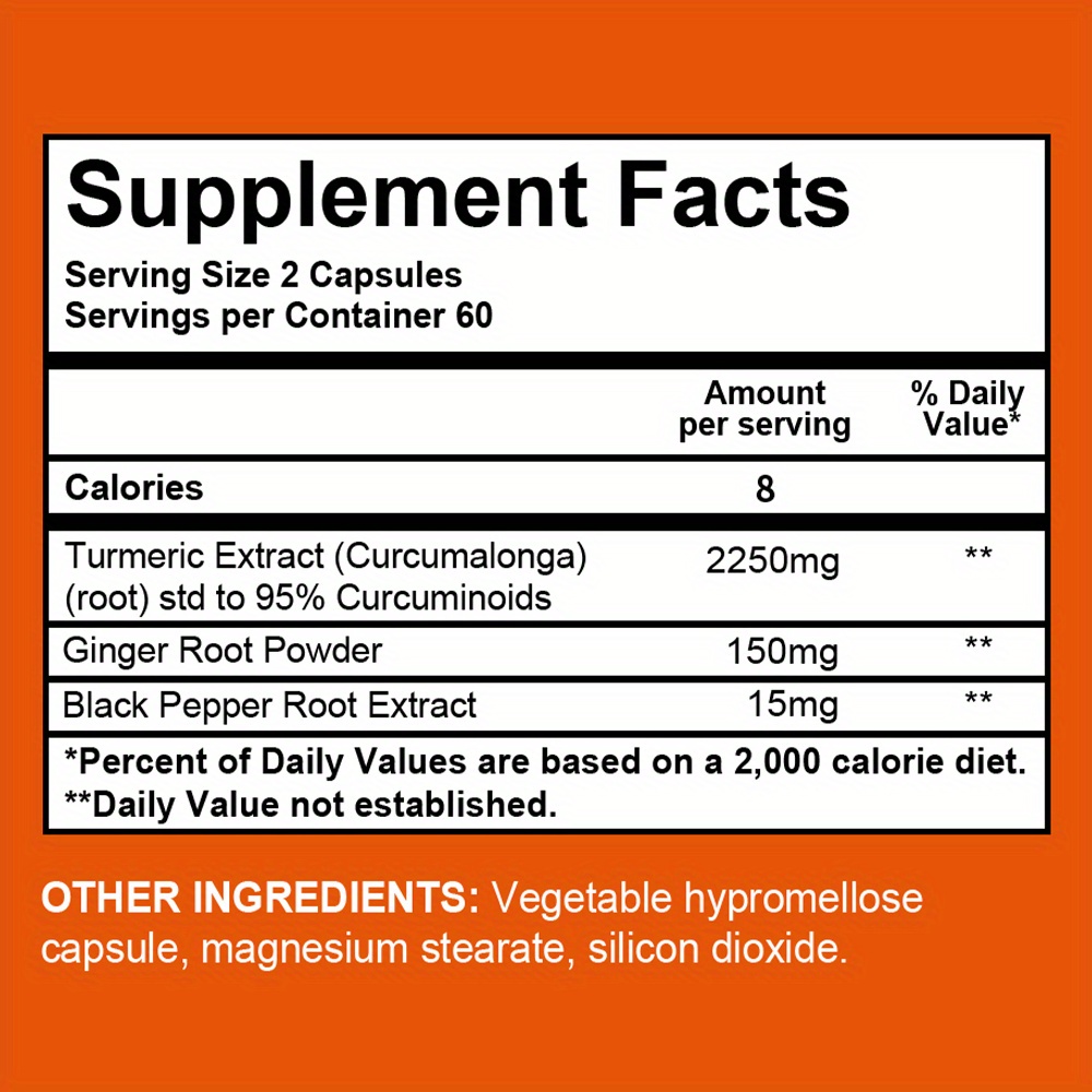 Turmeric and Ginger 2400 mg with Black Pepper Capsules, 120 Count – Supports Immune Health, Energy, and Physical Activity