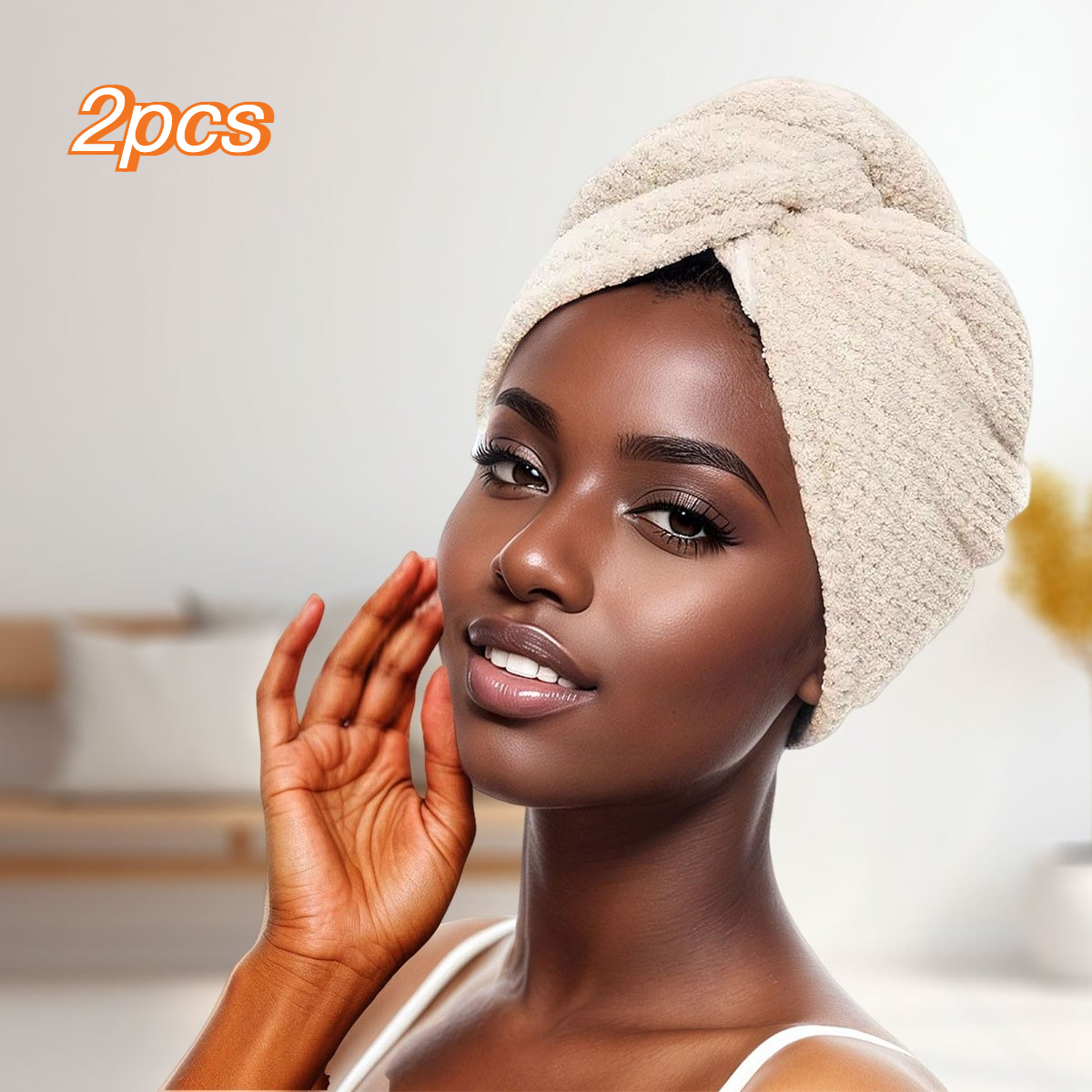 TEMU 2-strip Pack Of Microfiber Hair Towels, Random Colors With Pineapple Check Soft Texture, Quick-drying And Absorbent, Ideal For Bathroom Drying,