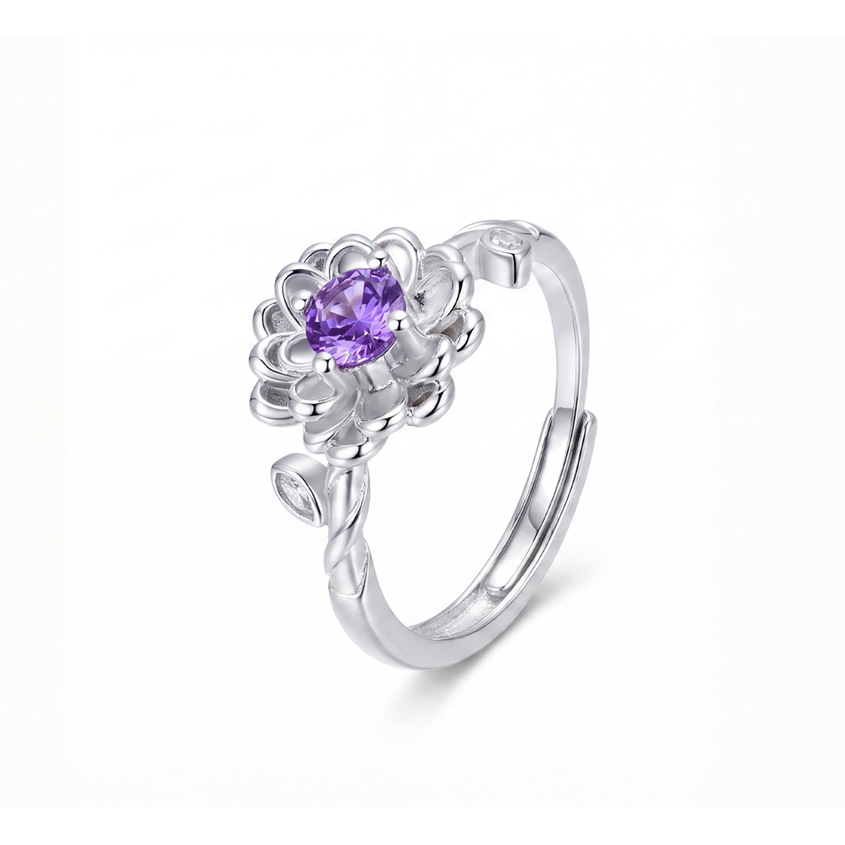 Image of S925 Silver Zirconia Flower Ring. Elegant And Gentle, Suitable For Casual And Formal Wear, Birthdays