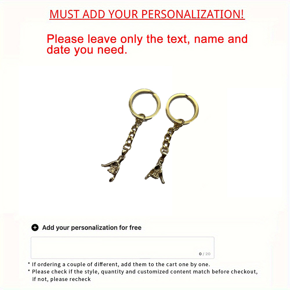 TEMU [custom] 1set/2pcs Personalized Laser Engraved Chains Couple Key Chains, Friend Key Chains Wedding Gifts, Valentine's Day Gifts, Anniversary