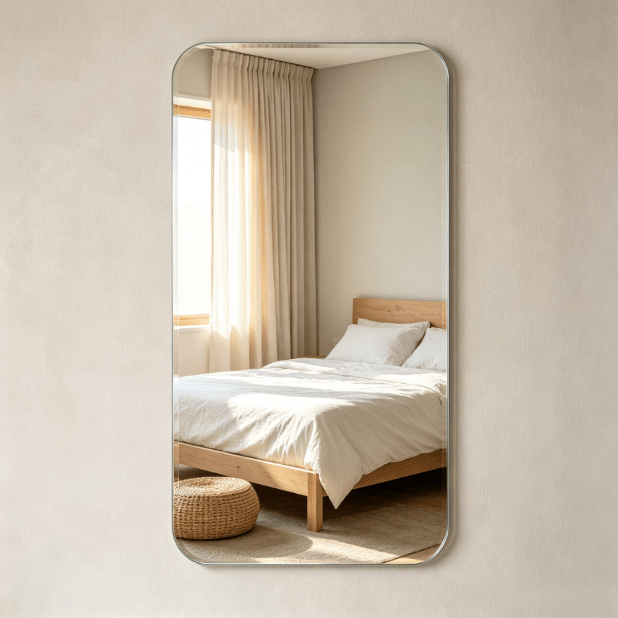 Acrylic Vertical Rounded Corner Wall Mirror