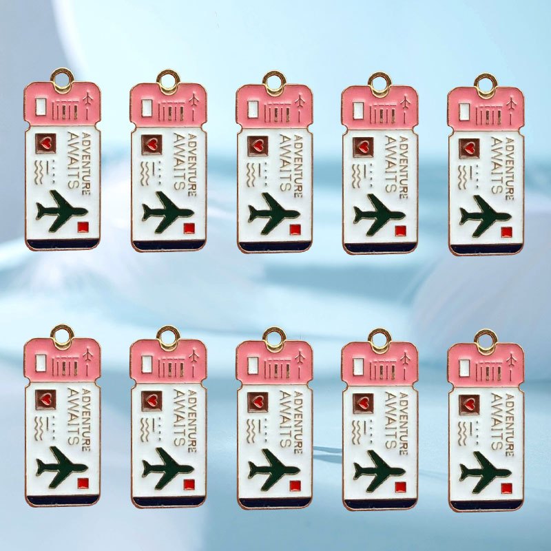 TEMU 10pcs Cartoon Airplane Ticket Creative Fashion Pendant Bracelet Earrings Keychain Pendant Accessories