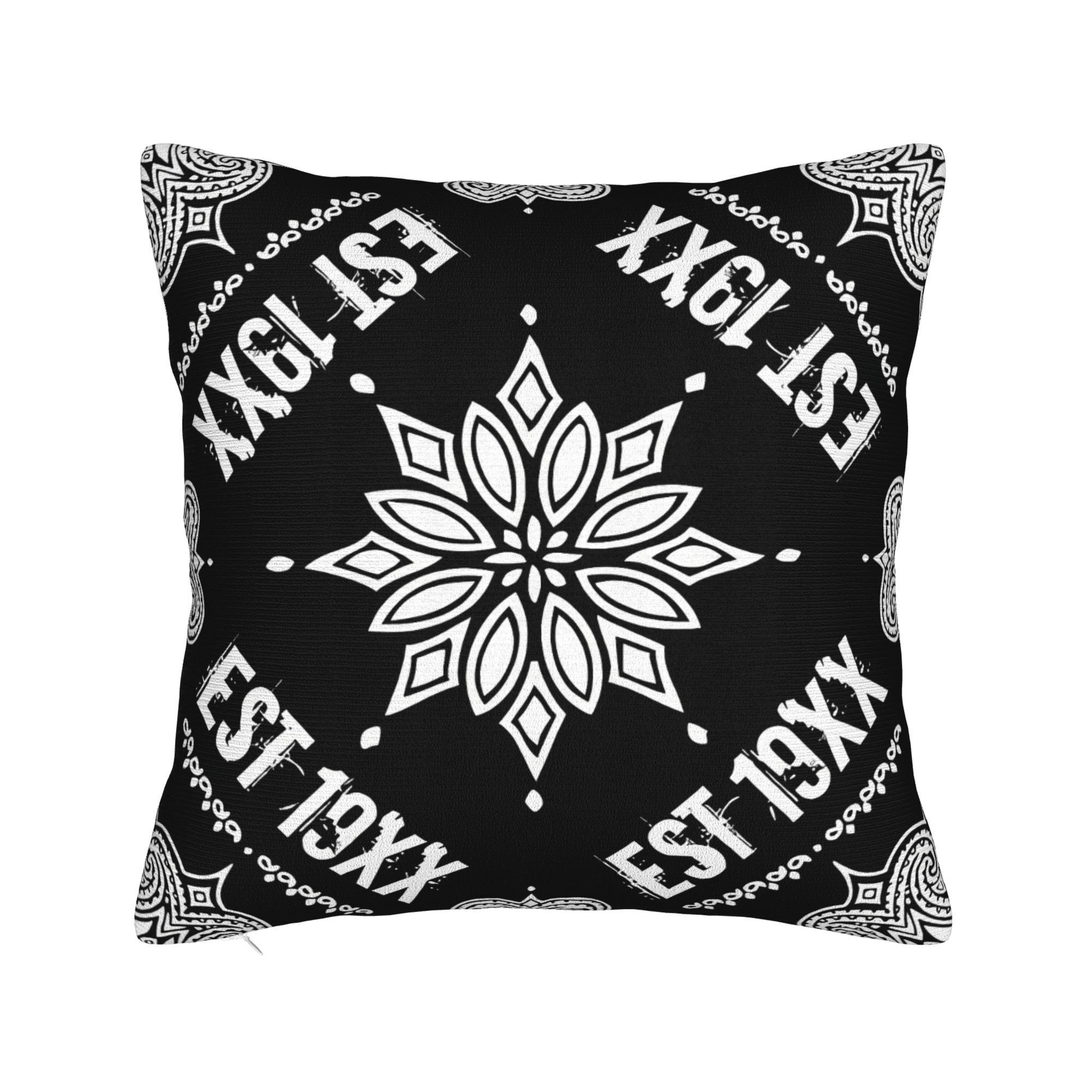 

1pc Style Machine Washable Polyester Pillow Cover, Zippered Decorative Throw For Sofa, Patio, And Living Room - Woven, No Insert, "est " Design