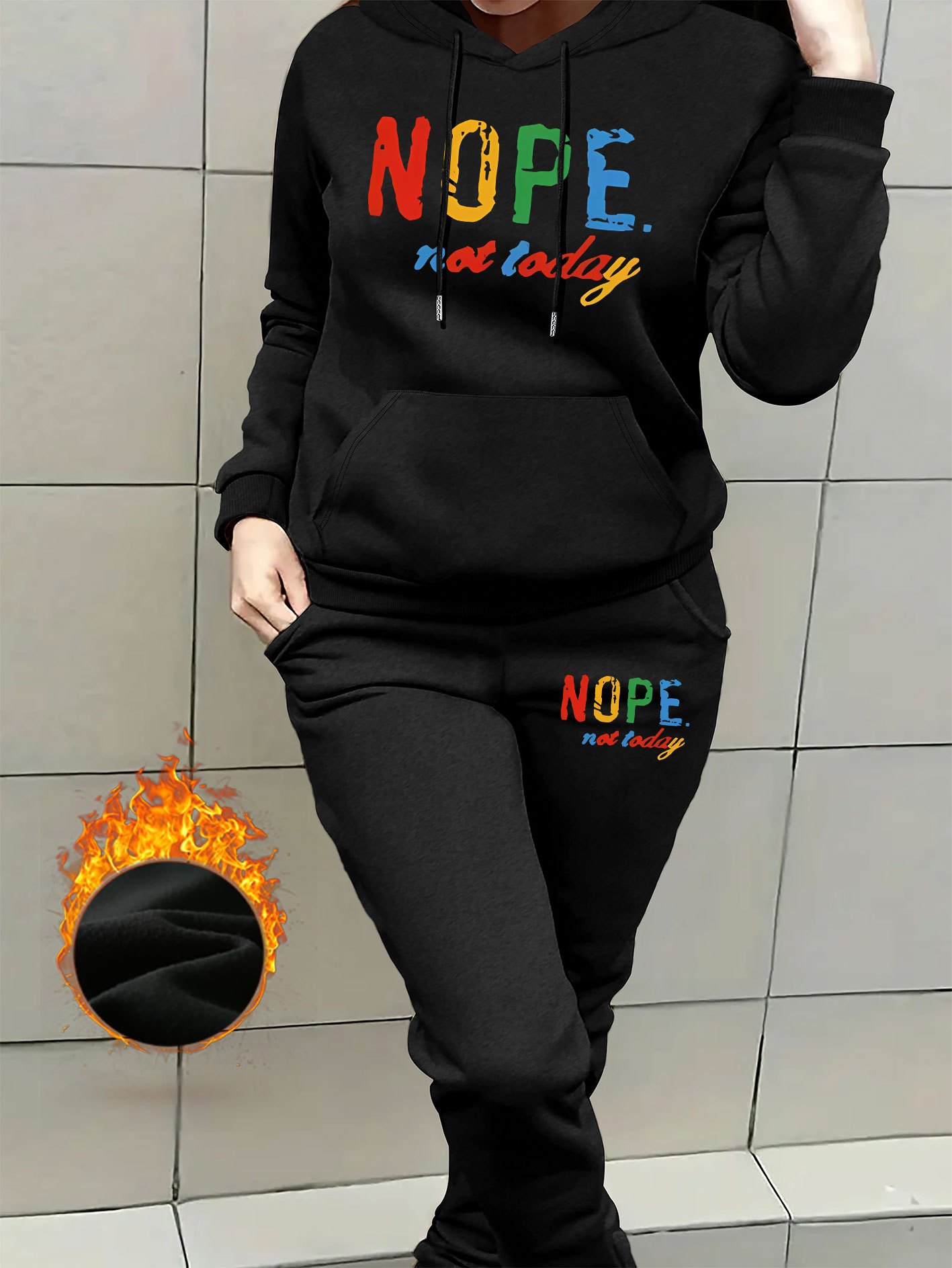 damen stylish letter print loose kapuzenpullover set herbst Temu