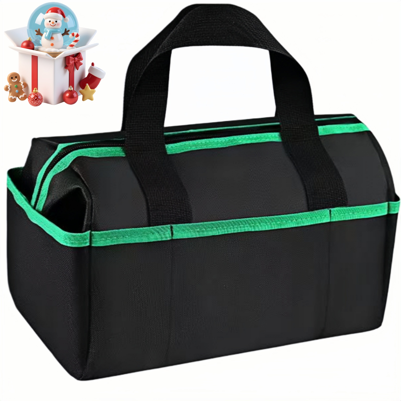 Organizador de bolsa de herramientas de 14.1 pulgadas, bolsa de almacenamiento de herramientas con cremallera y múltiples bolsillos, bolsa de herramientas portátil engrosada, adecuada para electricistas, fontaneros, mantenimiento del hogar y, sencillamente, bolsa