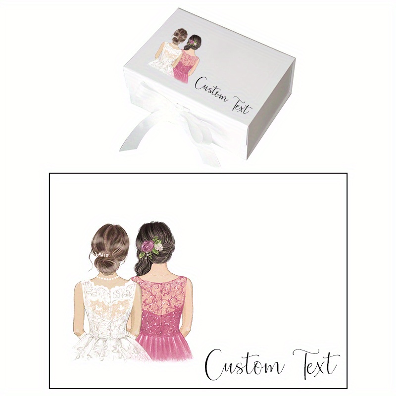 TEMU Gift For Her/him Custom Item: 1pc, Personalized Gift Box For The Bride, Proposal Box For Bridesmaids, Magnetic Gift Box For Presents With Ribbon