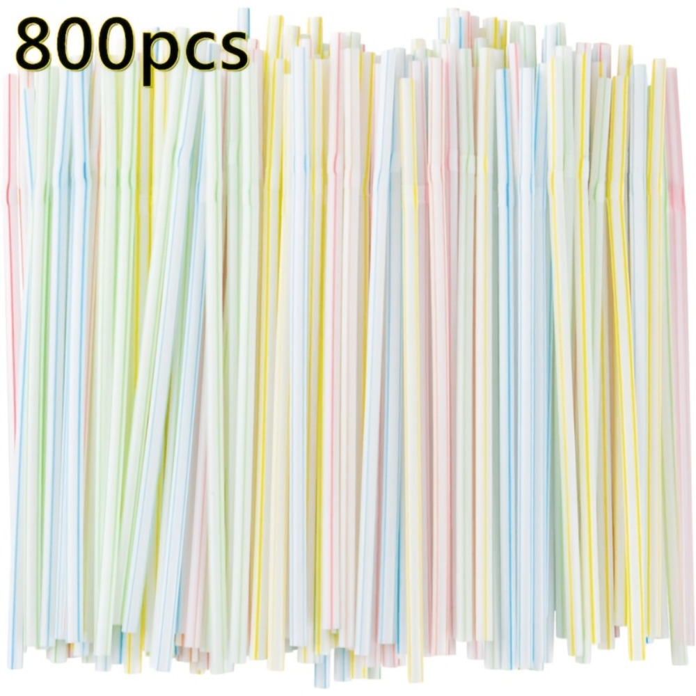 Image of 800pcs Flexible Plastic Craft Straws Suitable For Weaving - Colorful Striped Tubes With Flexible Tip For Basket Making, Wreath & Sculpture Projects, For Weaving, For Art Supplies And Very Malleable
