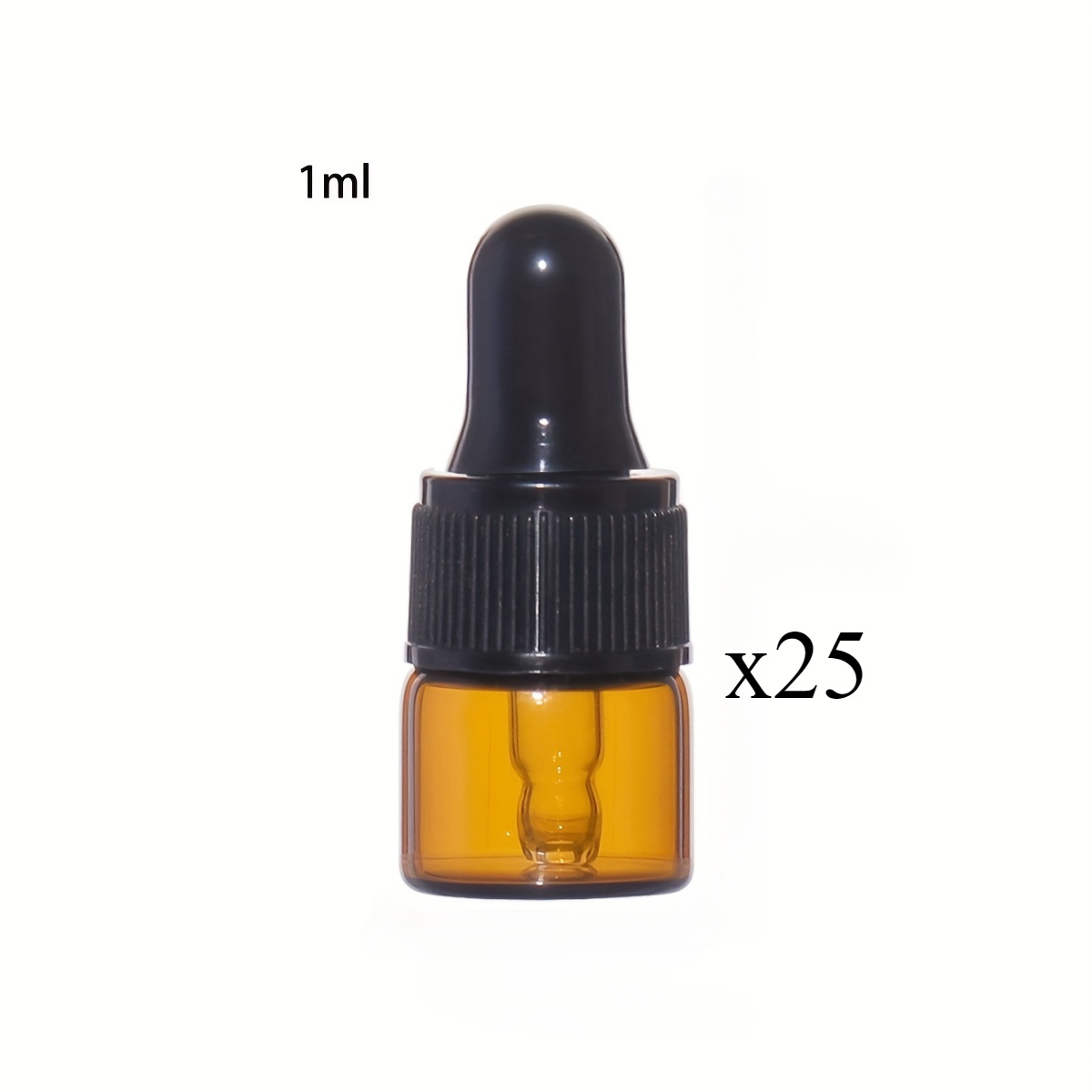 TEMU 25pcs Mini Amber Glass Dropper Bottles Set - 0.03oz/0.07oz/0.1oz/0.17oz Sizes With Pipettes For Essential Oils, Perfumes & Liquids, Oil-free,