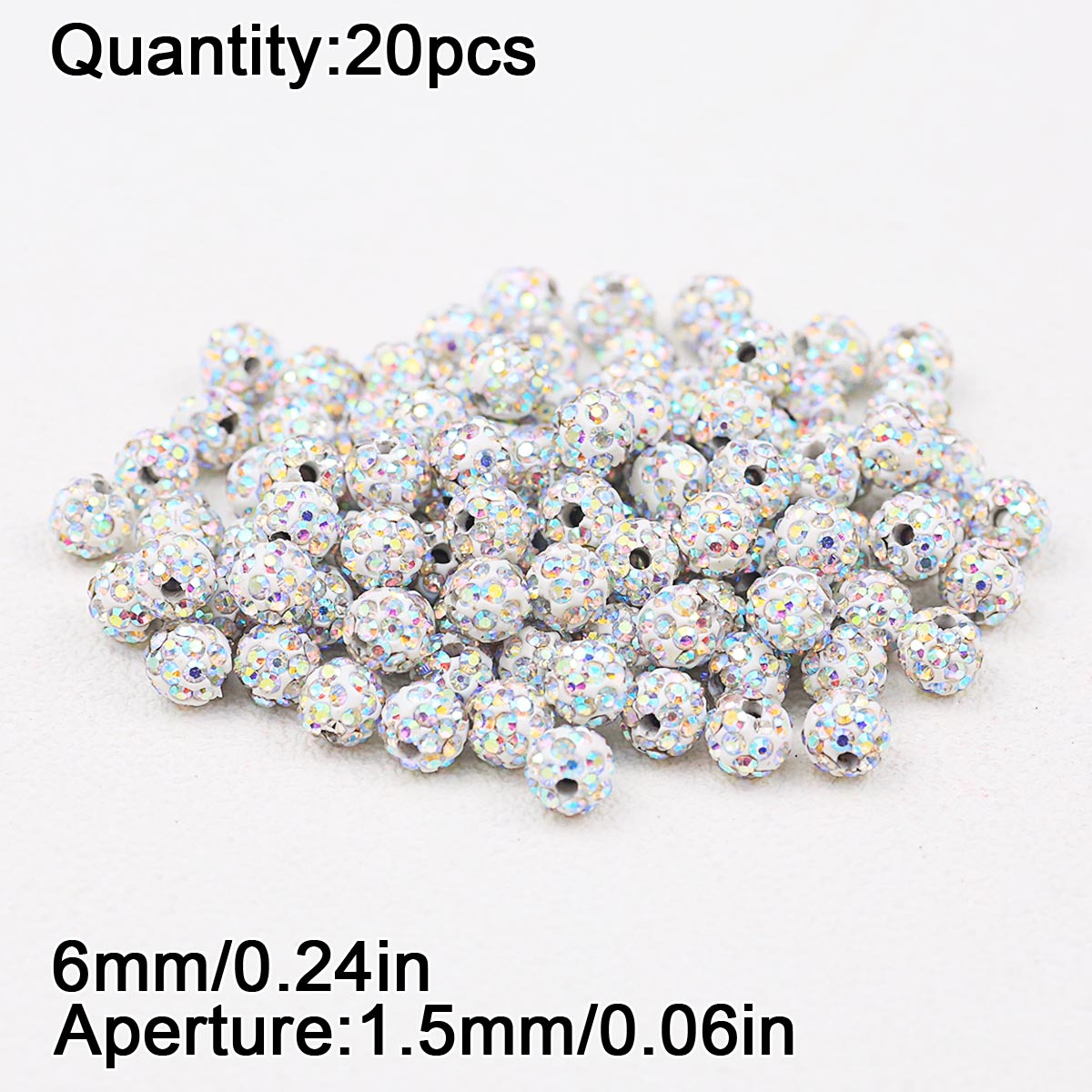 Image of 4/6/8/10mm White Ab Soft Clay Ball Decorative Beads, Beads & Bead Assortments For Desktop Decoration/handcrafted Assemblies/stage Costumes/light Luxury Gift Wrapping//fade-resistant