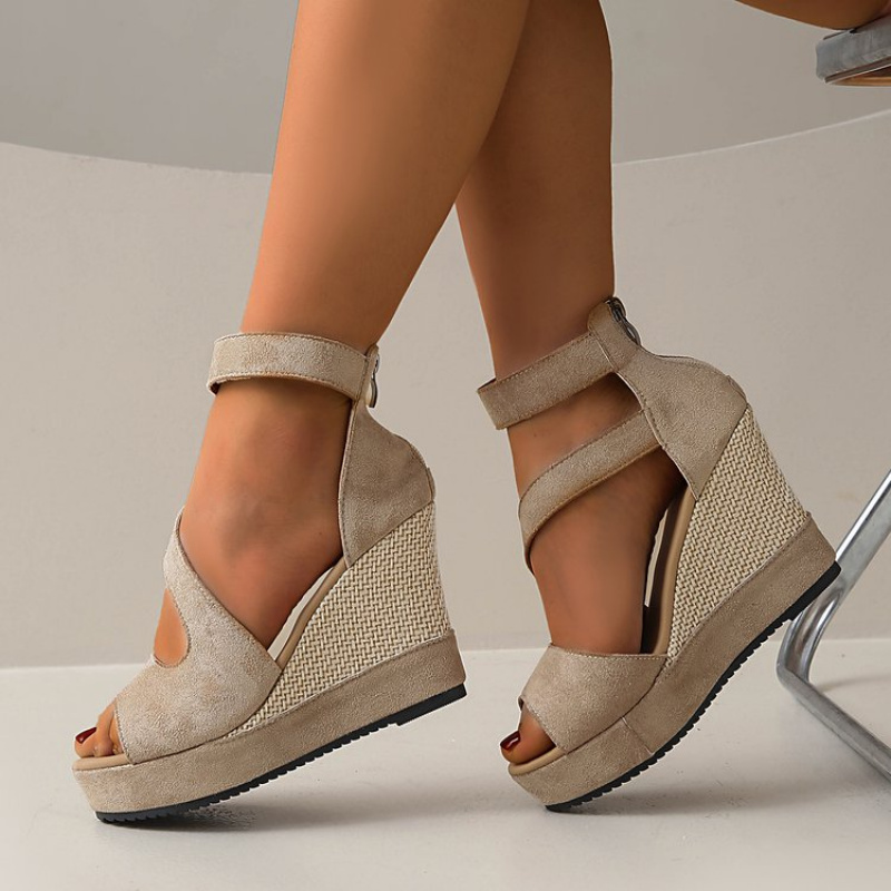 TEMU New Women's Wedge Sandals With, High Quality Platform, Platform Sole For Petites, Hollow-out Design, Versatile And Comfortable Wedge Sandals,