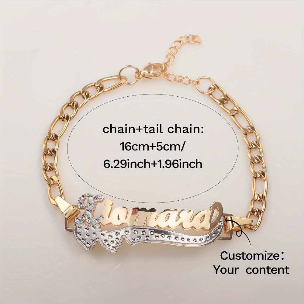 TEMU Custom Double-layer Nk Bracelet Personalized Heart And Letter Pendant Bracelet - , Hip-hop/ Style, Suitable For , Valentine's Day, Birthday, Anniversary, Graduation, Christmas Gifts