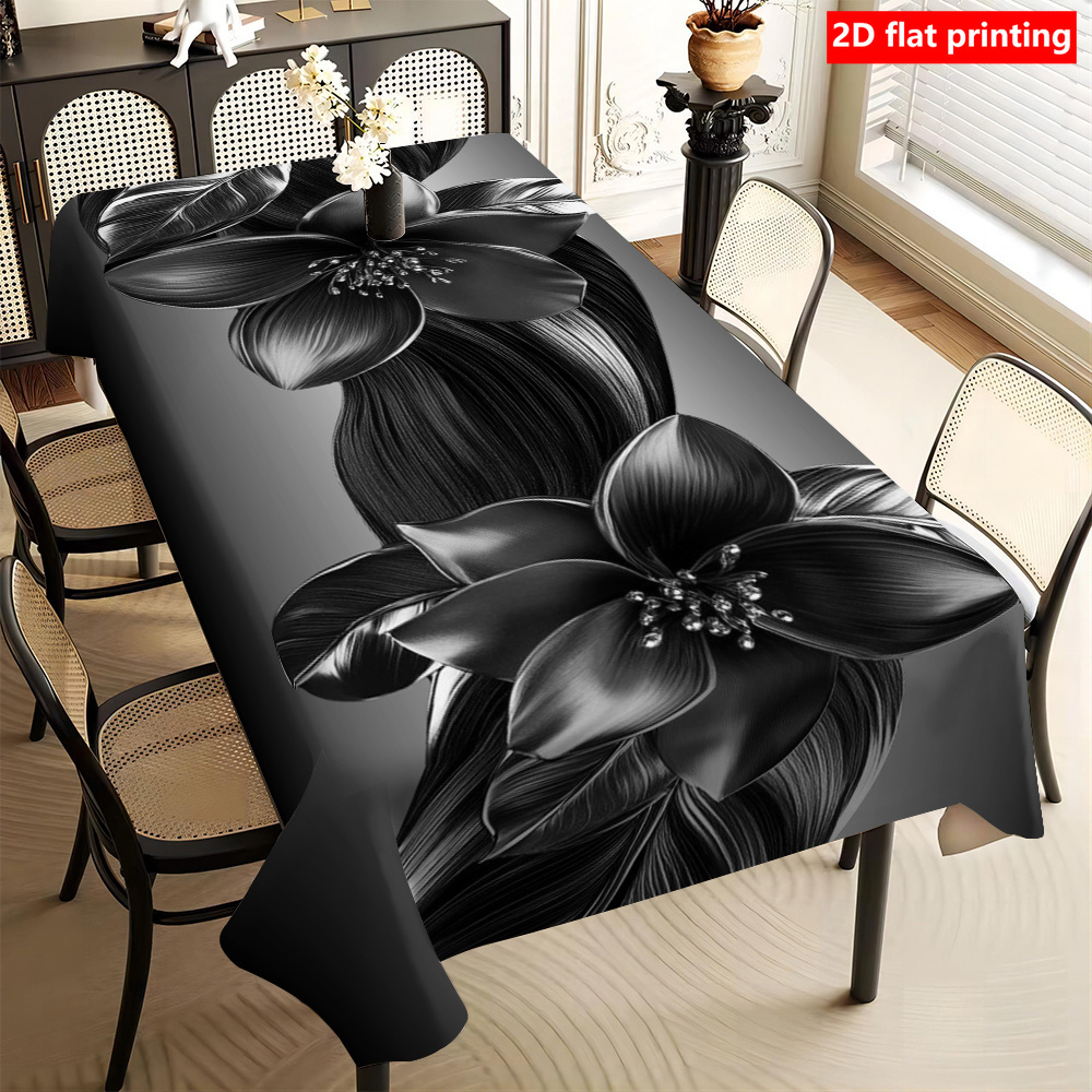 TEMU 2d Flat Printing, A Floral Tablecloth, Durable Polyester Tablecloth, Printed Elements For Home, Dining Table, Kitchen, Living Room, Parties,