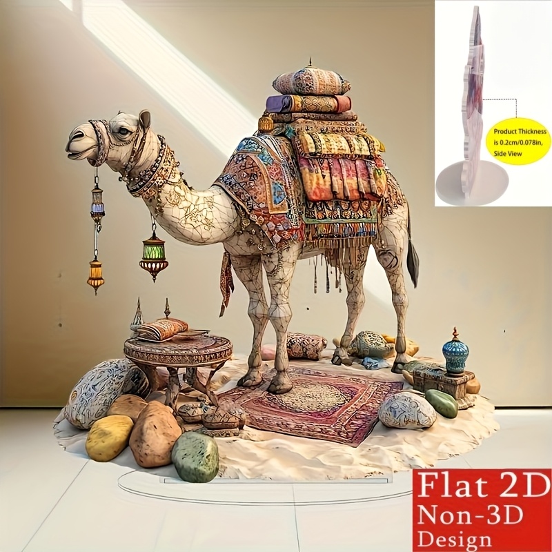 TEMU 2d Flat, 2d Plane, 1pc. Classic Exotic Camel Decoration - Desktop Ornament For Home, Office And Shop - Desert-themed Decor - Versatile Ornament