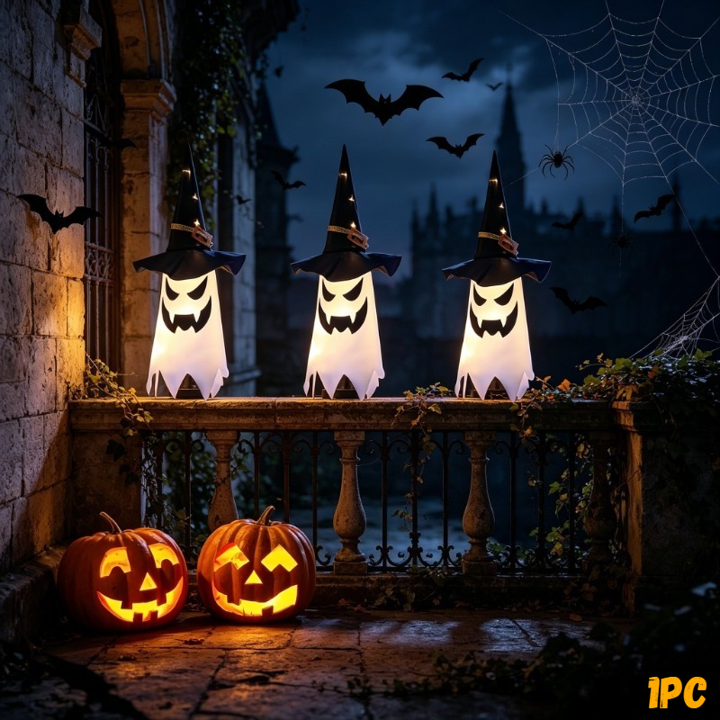 Image of Spooky Night - Halloween Wizard Themed Lanterns, Lights, Indoor Outdoor Landscape Lighting For Festival Party, Porch Window Bedroom Home Decor