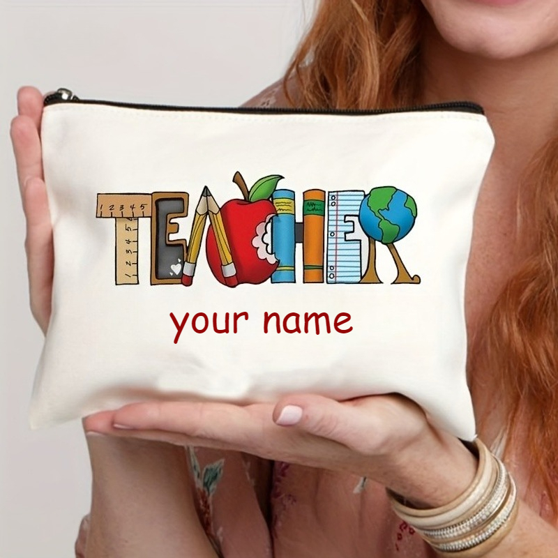 TEMU 1 pz Borsa per trucco con personalizzato, astuccio portamatite, pochette portaoggetti, regalo per insegnanti, regalo con chiusura a cerniera,